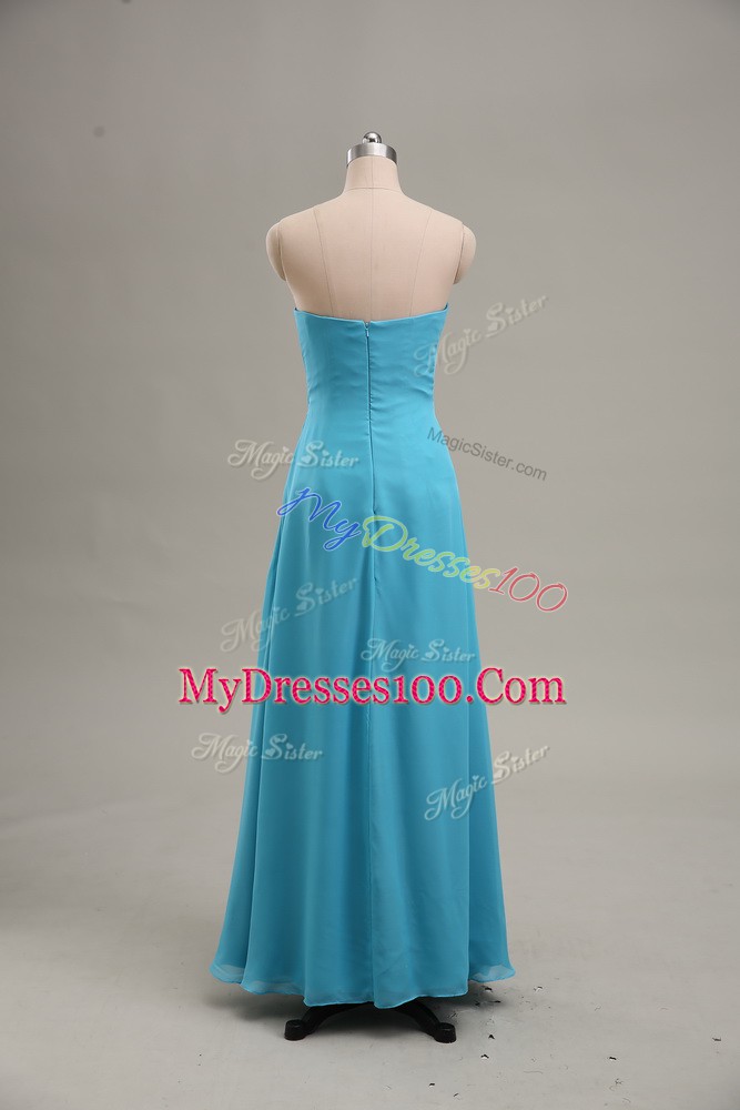 Teal Homecoming Dress Prom and Party and Beach with Hand Made Flower Strapless Sleeveless Zipper