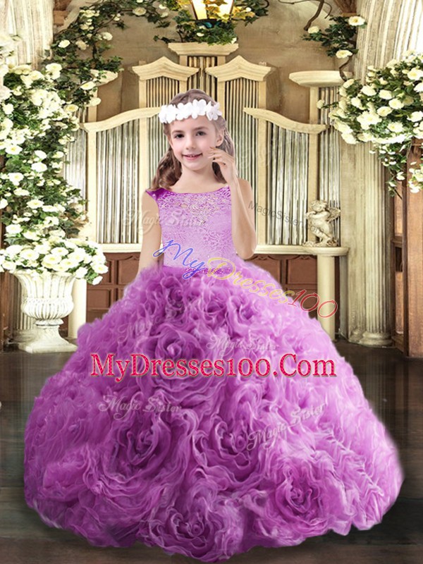 Adorable Floor Length Ball Gowns Sleeveless Lilac Pageant Dress for Teens Zipper