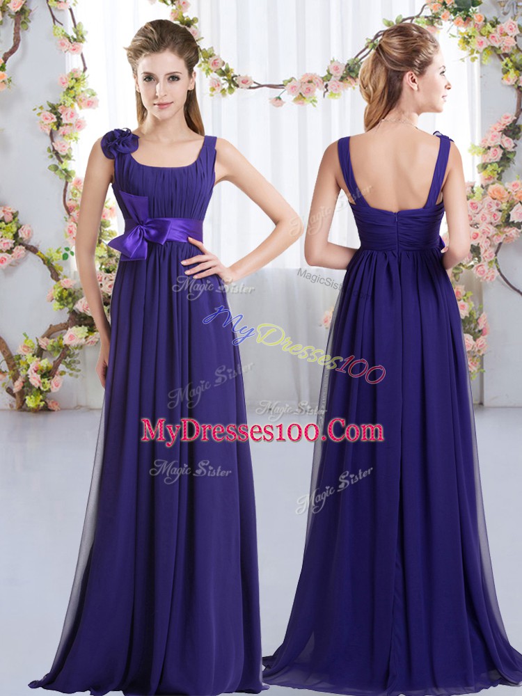 Best Straps Sleeveless Zipper Vestidos de Damas Purple Chiffon