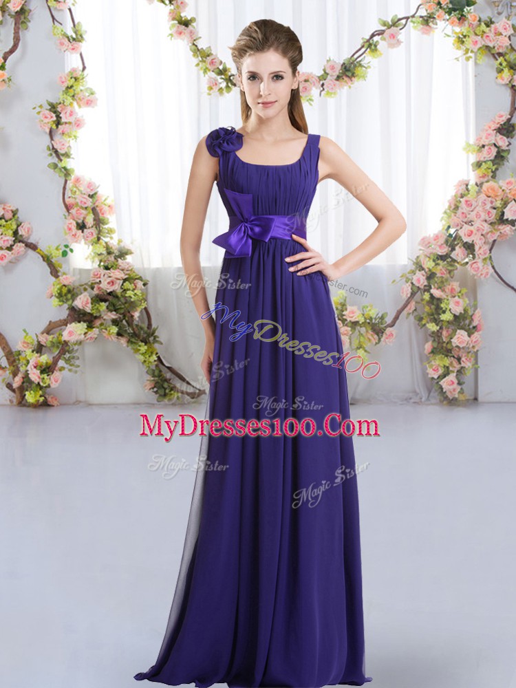 Best Straps Sleeveless Zipper Vestidos de Damas Purple Chiffon
