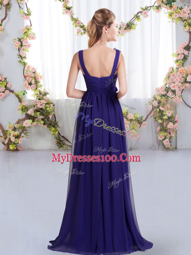 Best Straps Sleeveless Zipper Vestidos de Damas Purple Chiffon