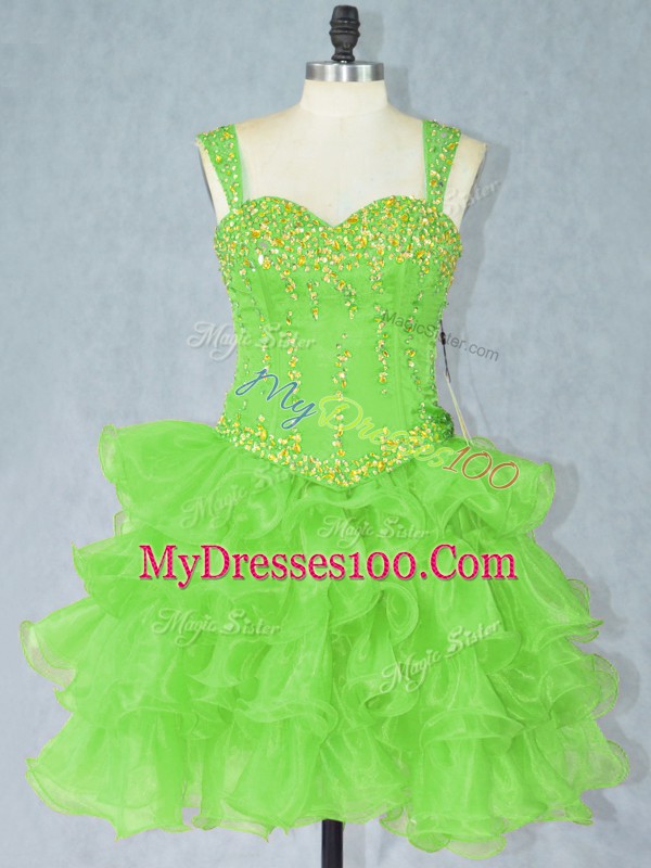 Mini Length Prom Dresses Straps Sleeveless Lace Up