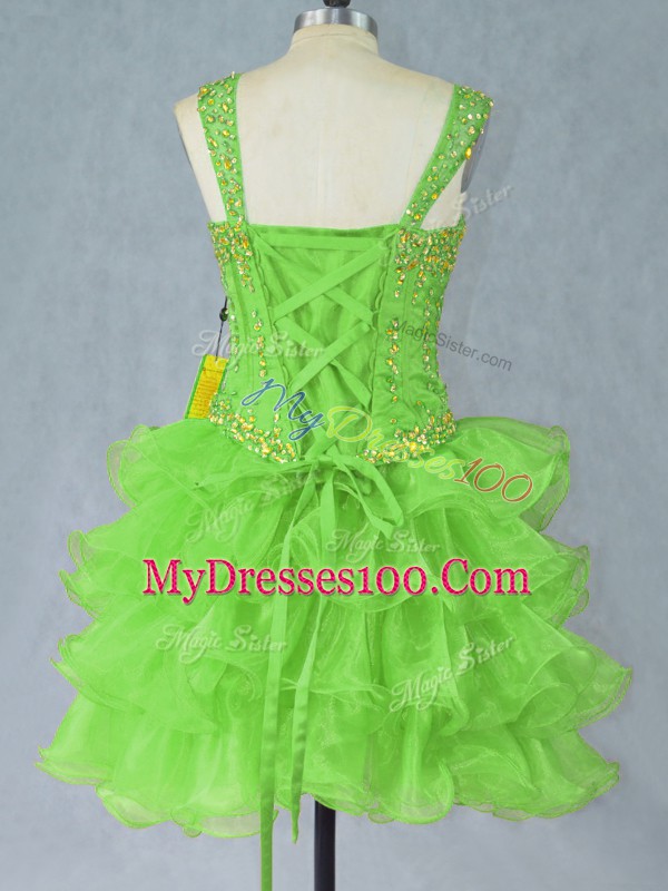 Mini Length Prom Dresses Straps Sleeveless Lace Up