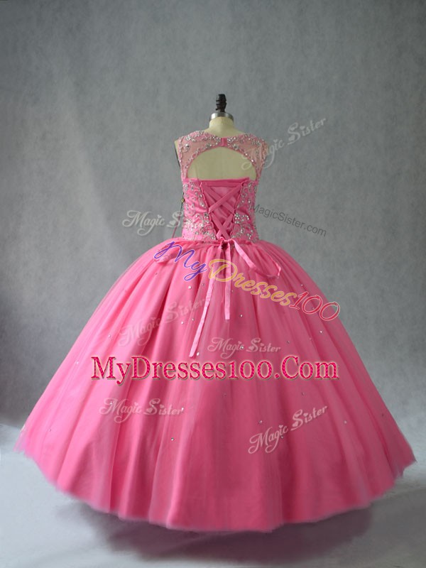 Traditional Sleeveless Beading and Appliques Lace Up Sweet 16 Quinceanera Dress
