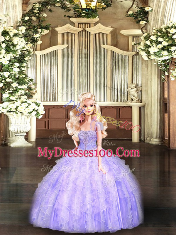 Floor Length Ball Gowns Sleeveless Lavender 15th Birthday Dress Lace Up