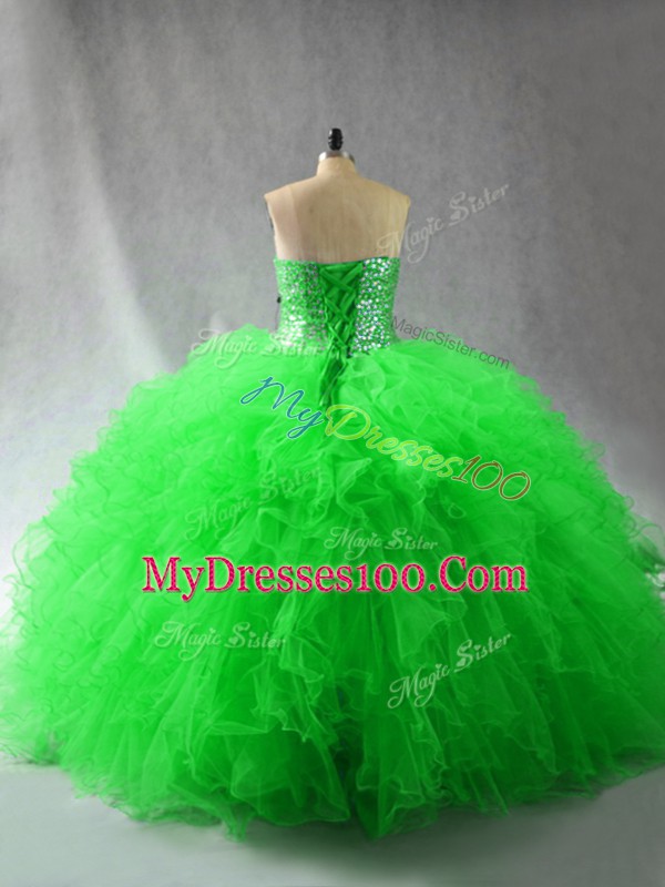 Inexpensive Sleeveless Beading and Ruffles Lace Up Sweet 16 Dress
