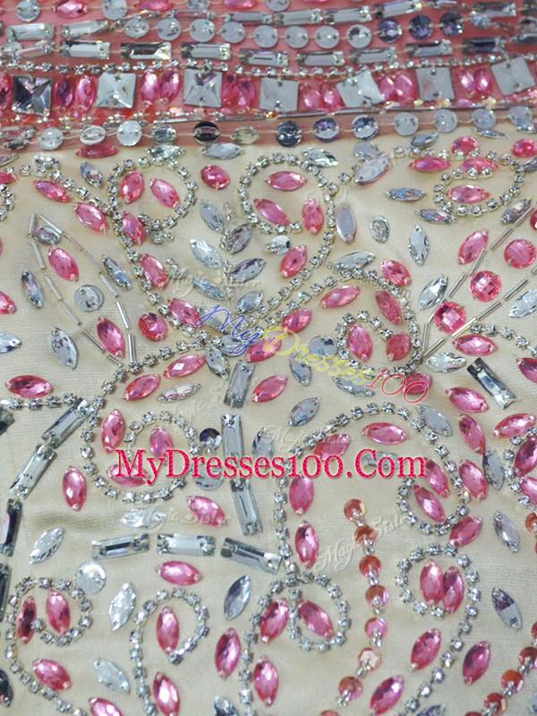 Floor Length Watermelon Red Quinceanera Dresses Organza Sleeveless Beading and Ruffles