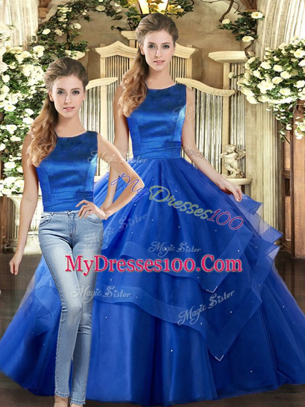 Sleeveless Lace Up Floor Length Ruffled Layers Quinceanera Gown