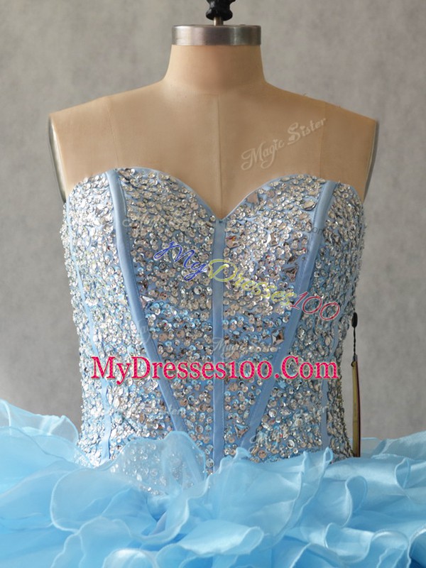 Multi-color Lace Up Sweetheart Beading and Ruffles Vestidos de Quinceanera Organza Sleeveless