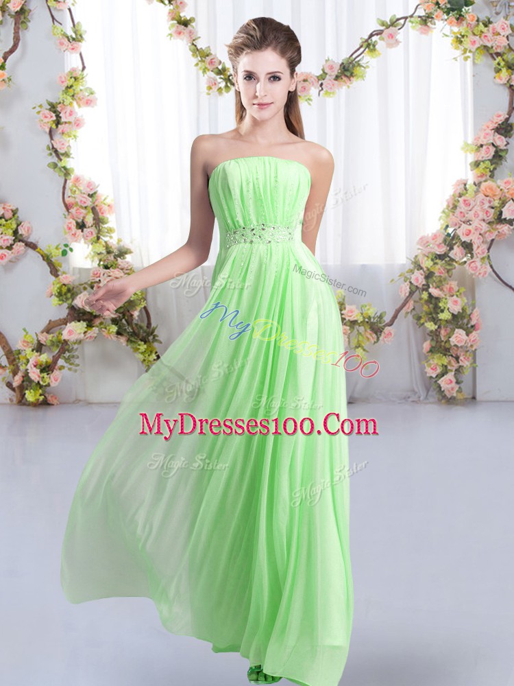 Elegant Sweep Train Empire Vestidos de Damas Strapless Chiffon Sleeveless Lace Up