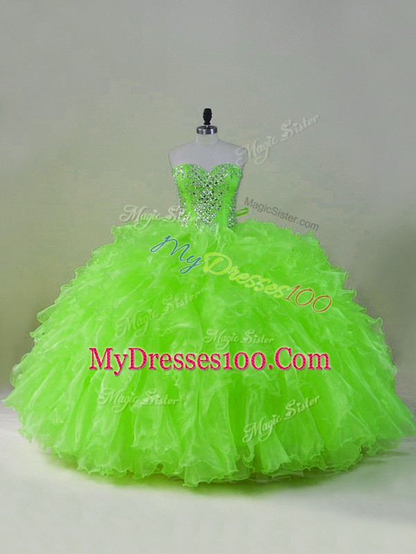 Stunning Organza Sleeveless Floor Length Sweet 16 Dresses and Ruffles