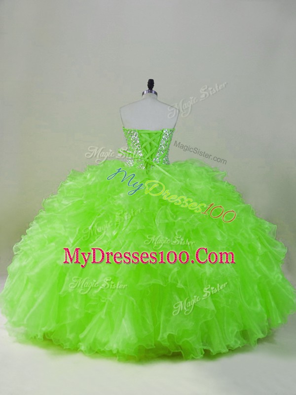 Stunning Organza Sleeveless Floor Length Sweet 16 Dresses and Ruffles