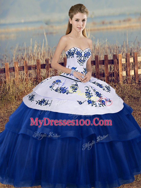 Artistic Floor Length Ball Gowns Sleeveless Royal Blue Quinceanera Gowns Lace Up