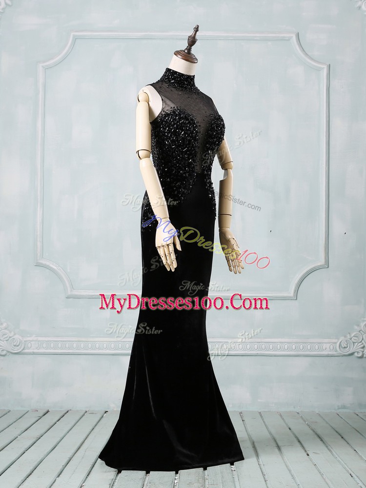 Sleeveless Brush Train Beading Zipper Formal Dresses