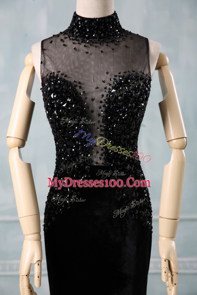 Sleeveless Brush Train Beading Zipper Formal Dresses
