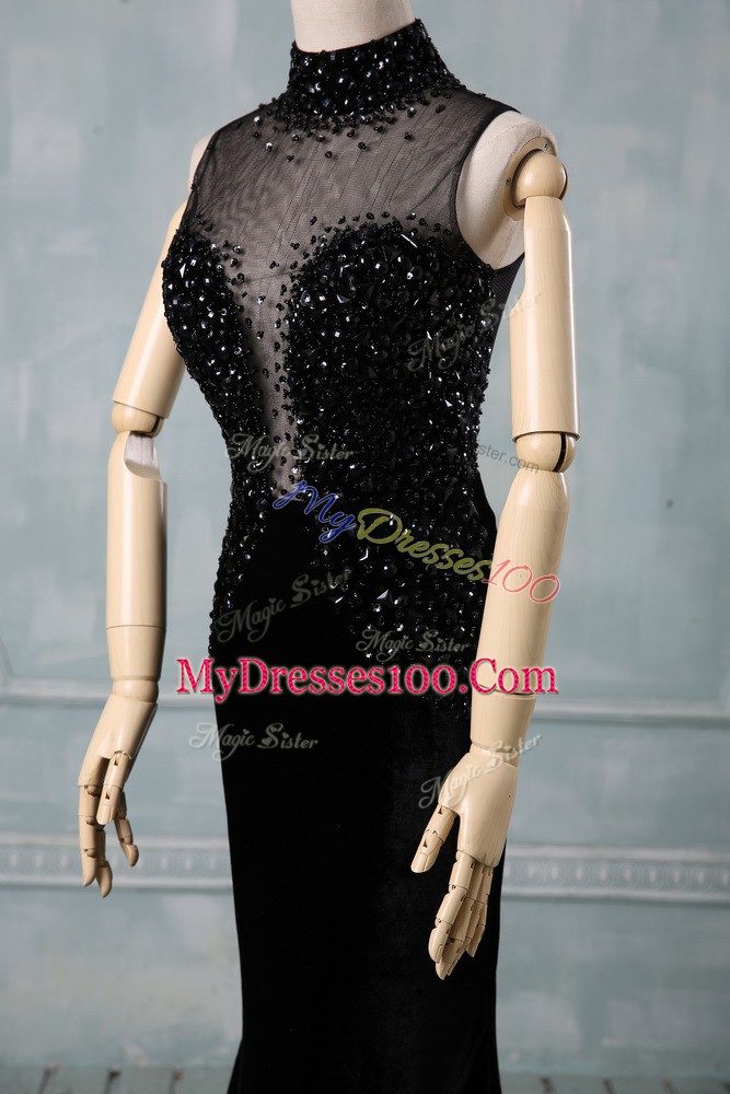 Sleeveless Brush Train Beading Zipper Formal Dresses