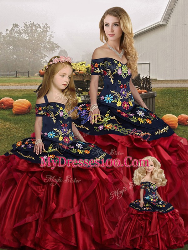 Custom Fit Off The Shoulder Sleeveless Organza Quinceanera Dress Embroidery and Ruffles Lace Up