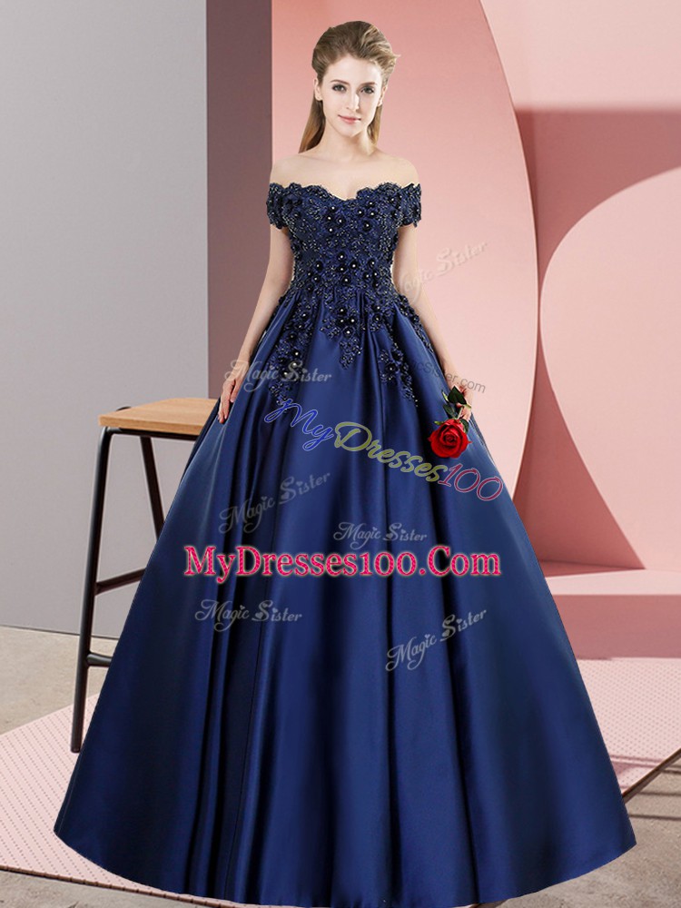 Luxurious Off The Shoulder Sleeveless Satin Quinceanera Dress Lace Zipper