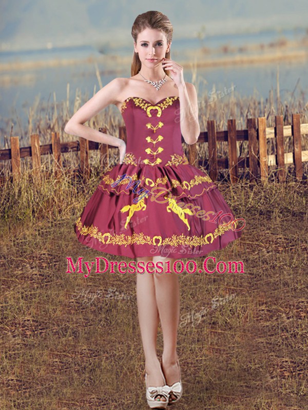 Smart Burgundy Sleeveless Organza Brush Train Lace Up Sweet 16 Dresses for Sweet 16 and Quinceanera