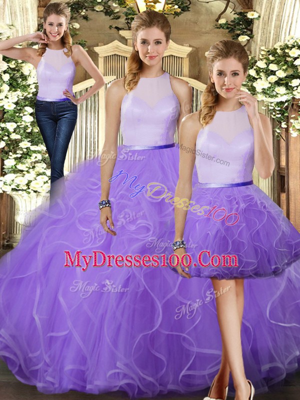 Lovely Sleeveless Ruffles Backless 15th Birthday Dress