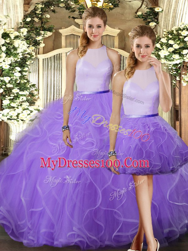 Lovely Sleeveless Ruffles Backless 15th Birthday Dress