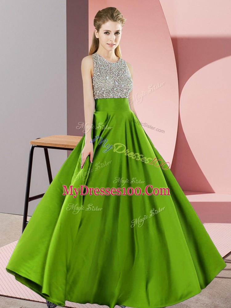 Cheap Backless Scoop Beading Homecoming Dress Online Elastic Woven Satin Sleeveless