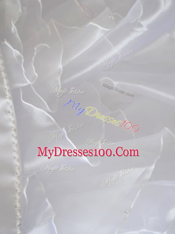 Beauteous Floor Length White Quinceanera Dress Off The Shoulder Sleeveless Lace Up