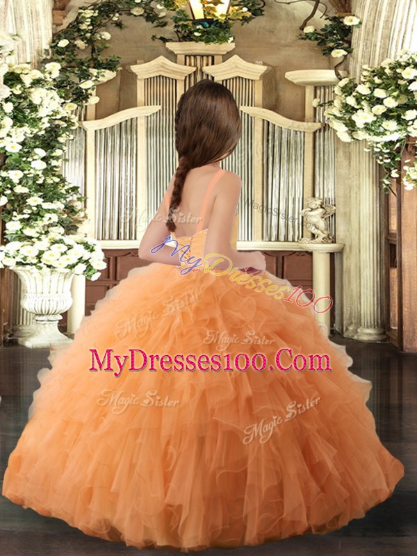 Excellent Sleeveless Lace Up Floor Length Ruffles Kids Pageant Dress