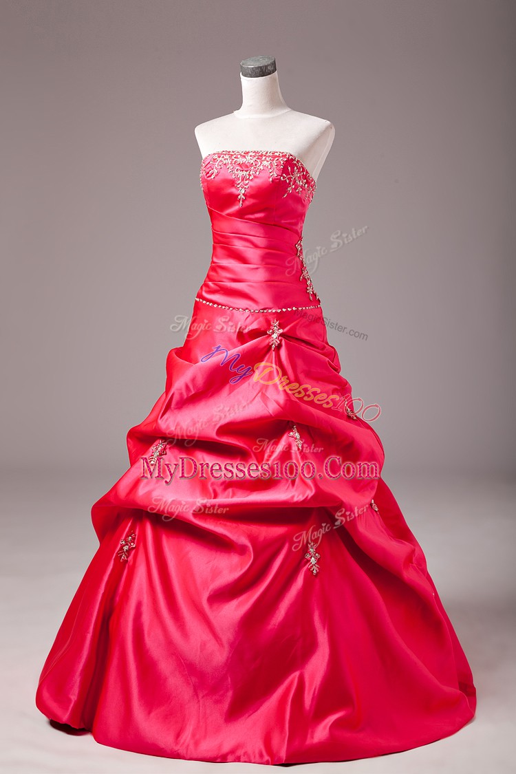 Suitable Hot Pink Lace Up Quinceanera Dresses Beading and Appliques Sleeveless Floor Length