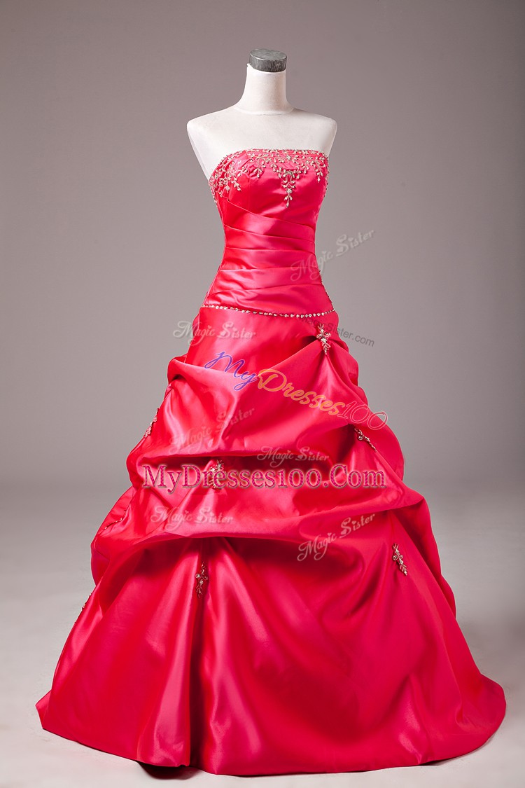 Suitable Hot Pink Lace Up Quinceanera Dresses Beading and Appliques Sleeveless Floor Length