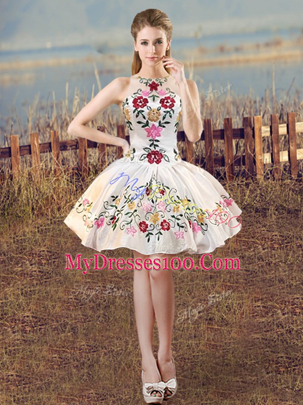 Fashion Sleeveless Embroidery and Ruffles Lace Up 15th Birthday Dress