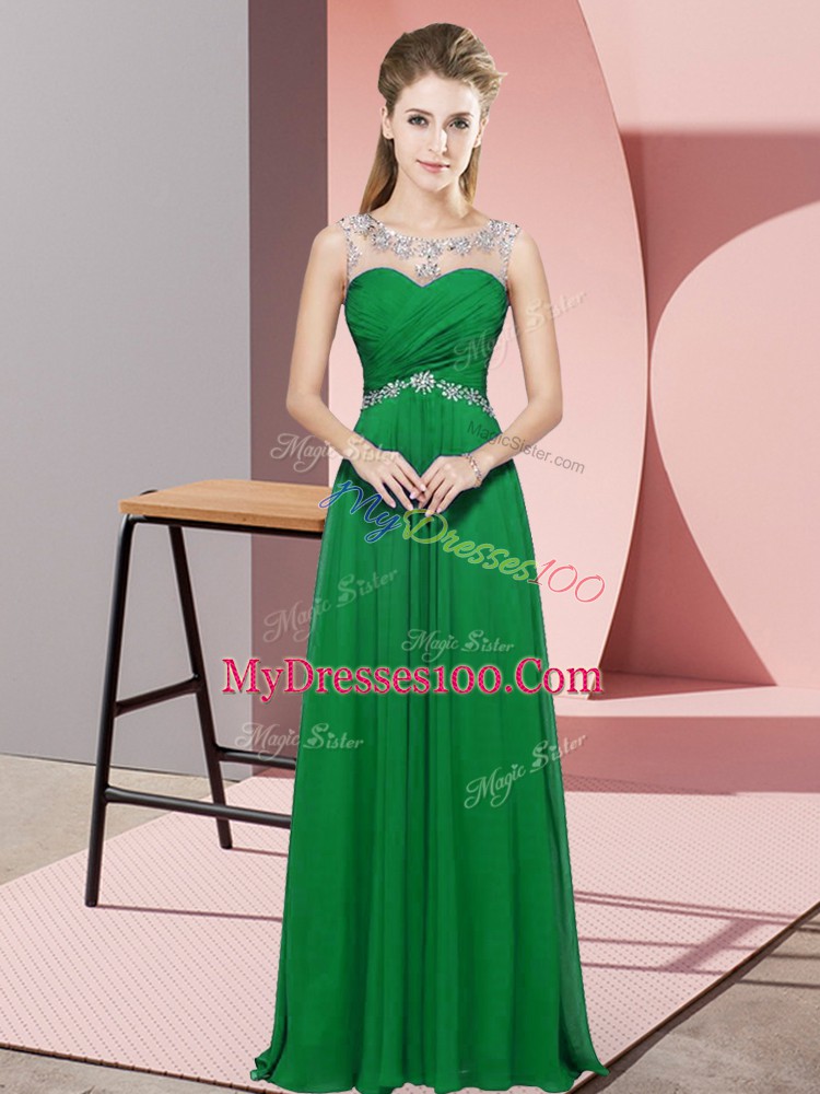 Chiffon Sleeveless Floor Length Prom Dress and Beading