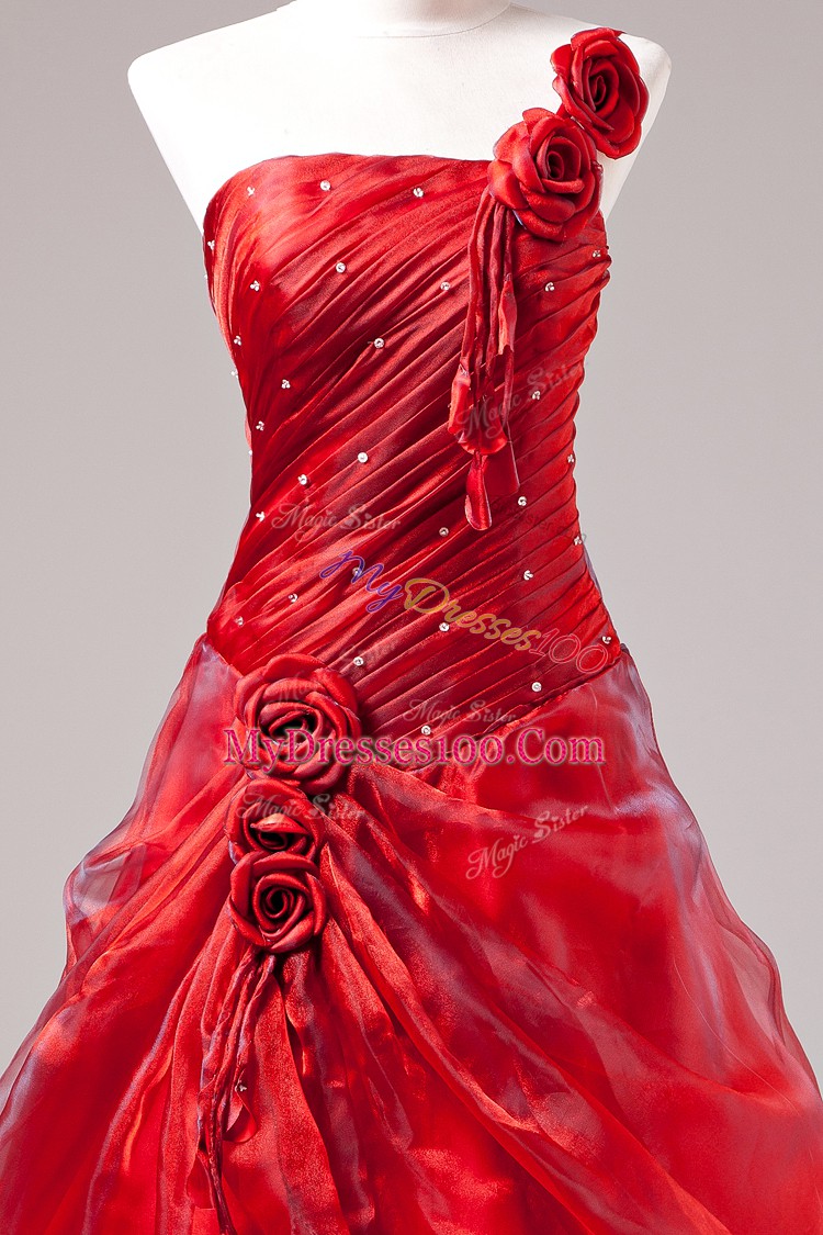 Sleeveless Floor Length Beading Lace Up Quinceanera Dresses with Red