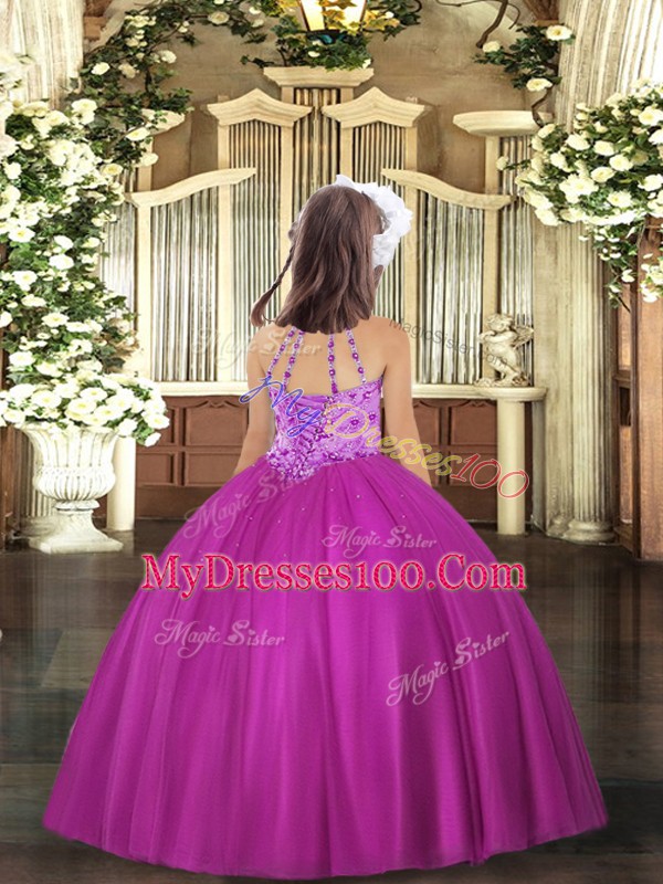 Sleeveless Lace Up Floor Length Beading Pageant Dress Toddler