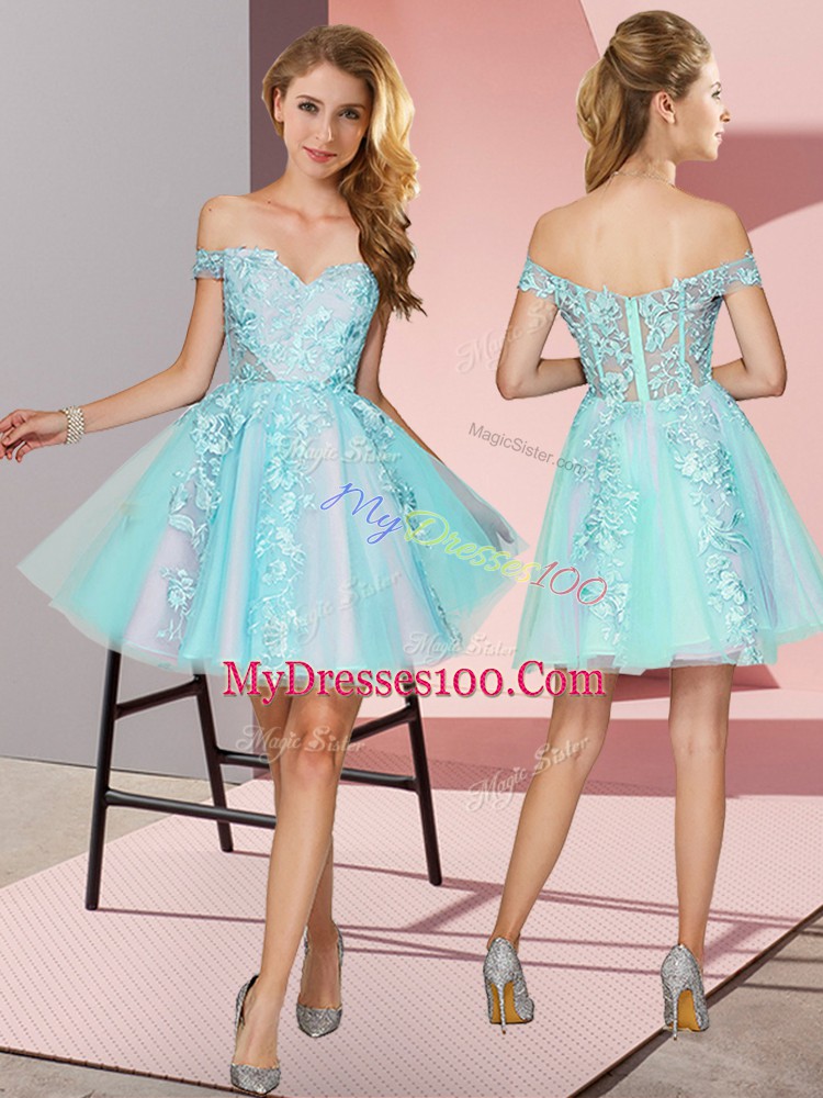 Sleeveless Zipper Mini Length Lace Bridesmaid Gown