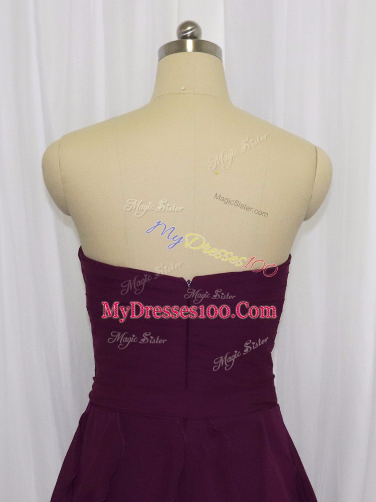 Top Selling Dark Purple Going Out Dresses Prom and Party and Military Ball with Ruffled Layers and Ruching Sweetheart Sleeveless Zipper