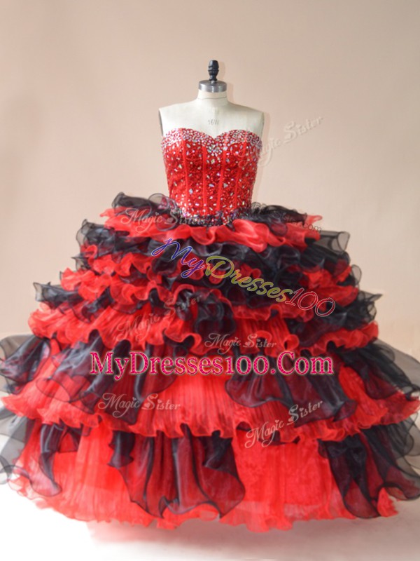 Enchanting Sleeveless Beading and Ruffled Layers Lace Up Sweet 16 Quinceanera Dress