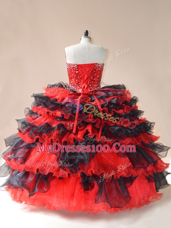 Enchanting Sleeveless Beading and Ruffled Layers Lace Up Sweet 16 Quinceanera Dress