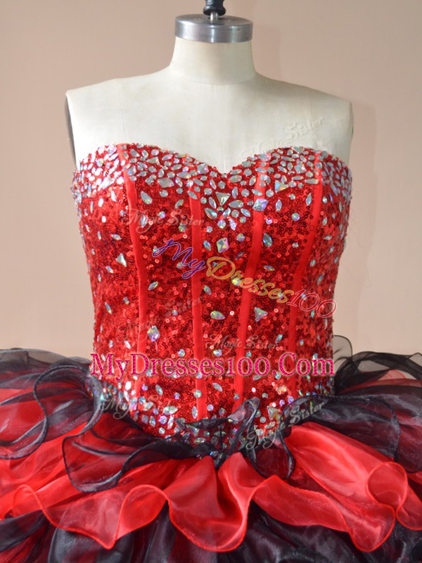 Enchanting Sleeveless Beading and Ruffled Layers Lace Up Sweet 16 Quinceanera Dress