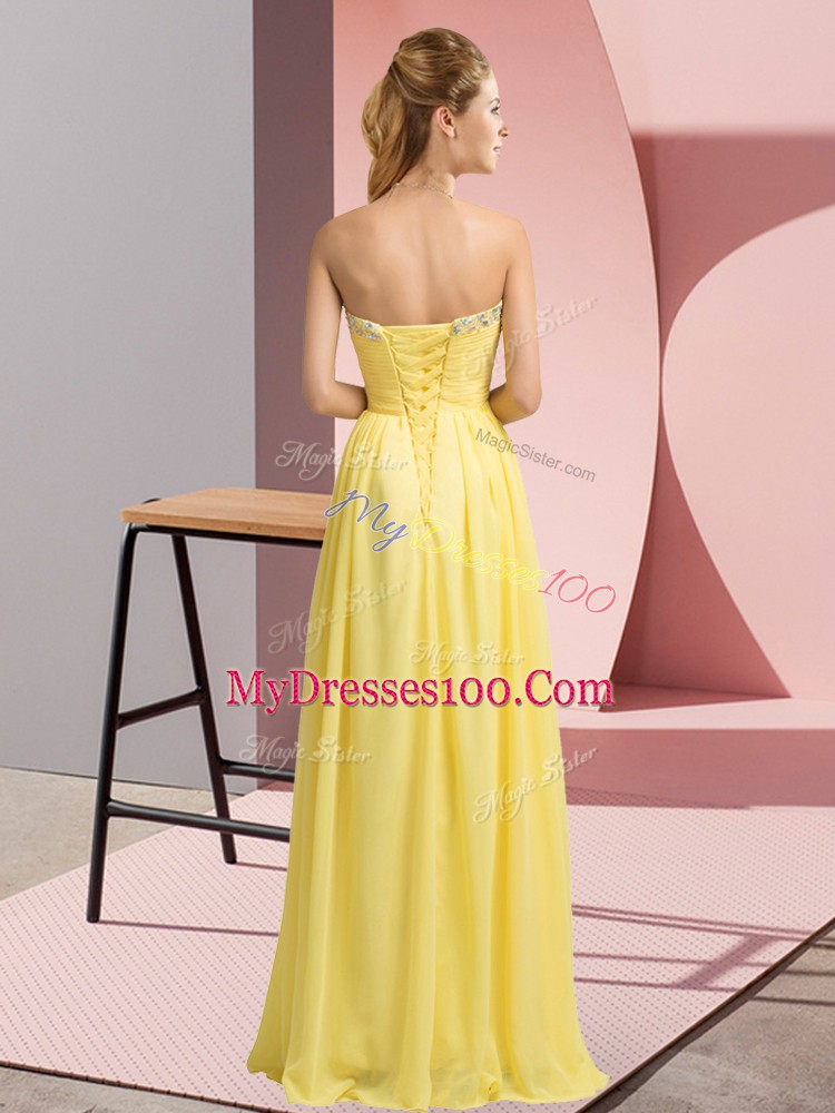 Chic Baby Blue Sleeveless Floor Length Beading Lace Up Homecoming Party Dress