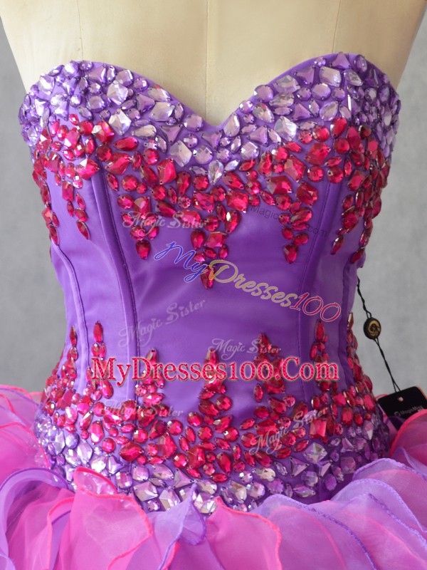 Lace Up 15 Quinceanera Dress Multi-color for Sweet 16 and Quinceanera with Beading and Ruffles