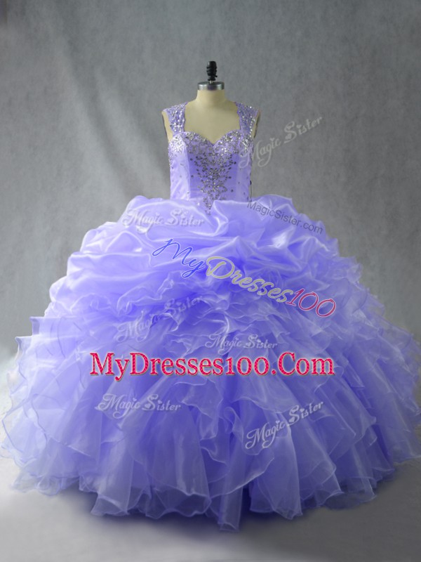 Sleeveless Beading and Ruffles Zipper Sweet 16 Quinceanera Dress