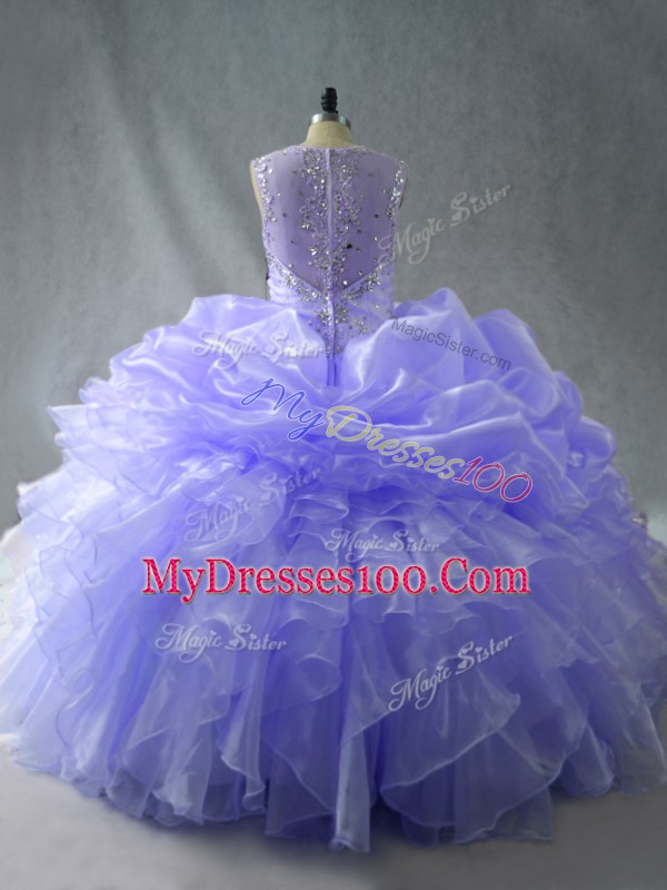 Sleeveless Beading and Ruffles Zipper Sweet 16 Quinceanera Dress
