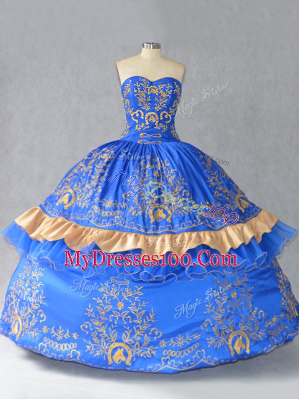 Floor Length Ball Gowns Sleeveless Blue Vestidos de Quinceanera Lace Up