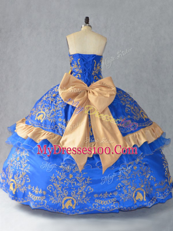 Floor Length Ball Gowns Sleeveless Blue Vestidos de Quinceanera Lace Up