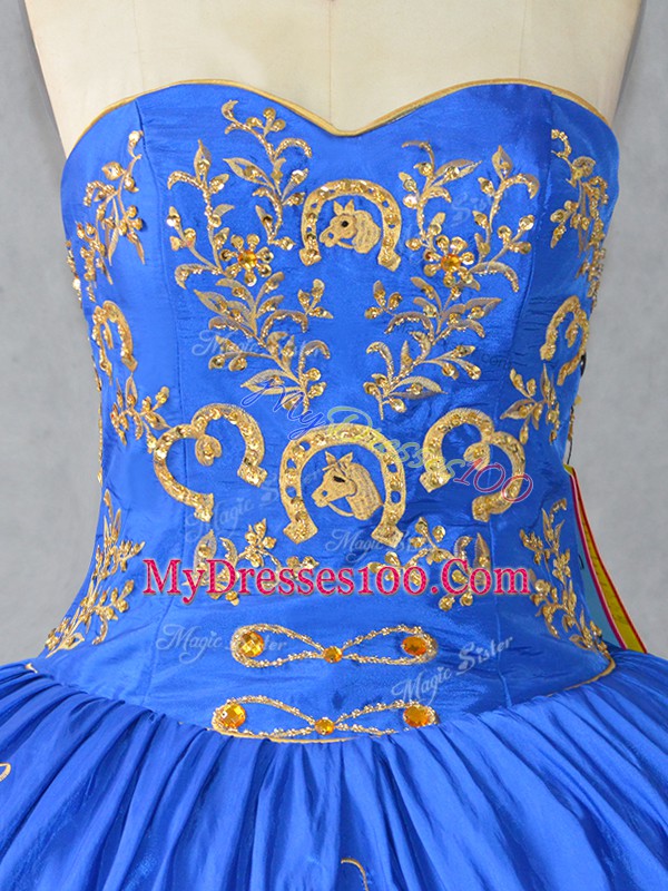 Floor Length Ball Gowns Sleeveless Blue Vestidos de Quinceanera Lace Up
