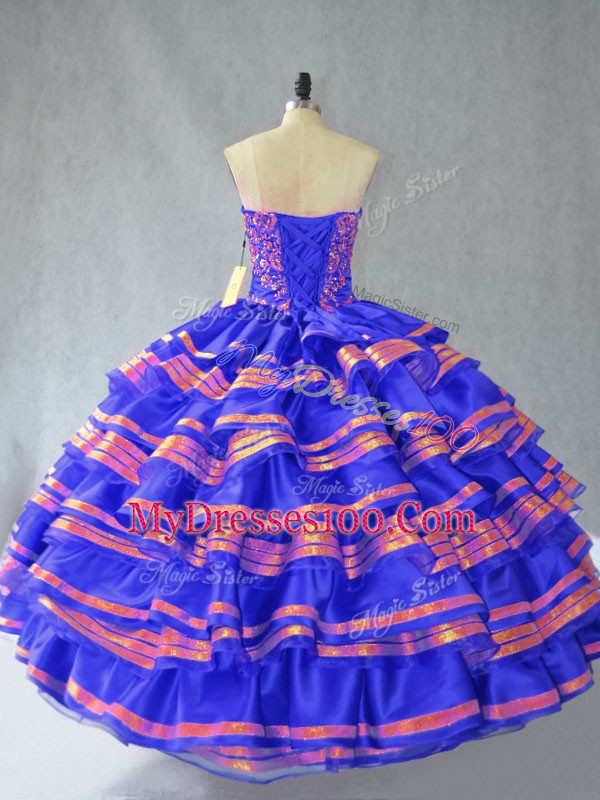 Sophisticated Sleeveless Embroidery and Ruffles Lace Up 15th Birthday Dress