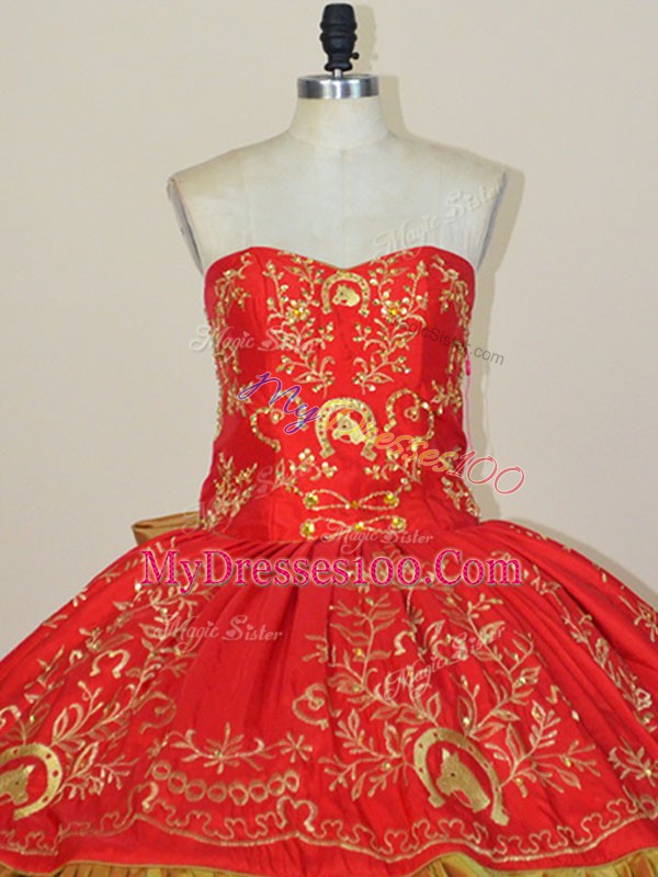 Dazzling Floor Length Red Sweet 16 Quinceanera Dress Sweetheart Sleeveless Lace Up