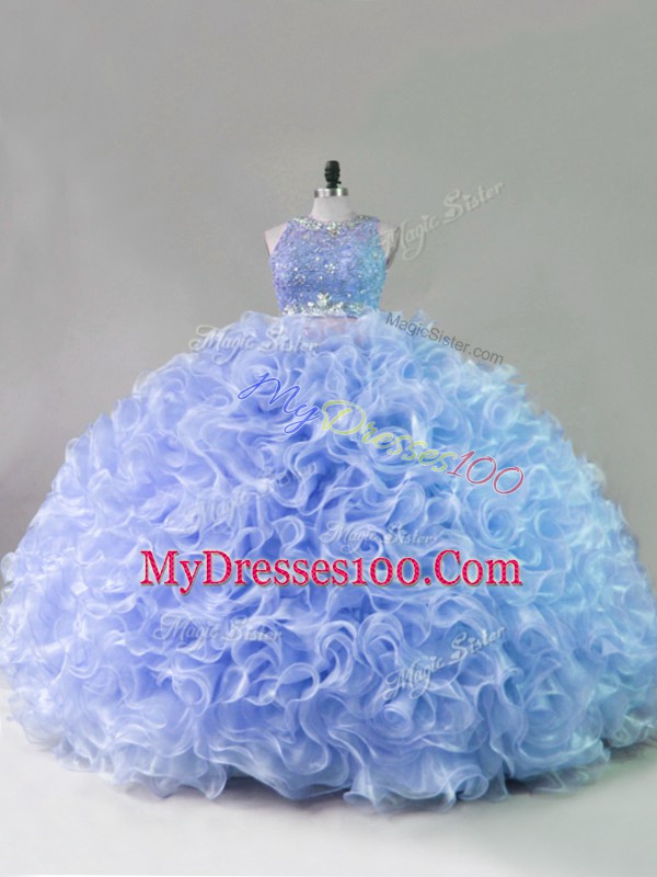 Pretty Floor Length Zipper Vestidos de Quinceanera Lavender for Sweet 16 and Quinceanera with Beading and Ruffles
