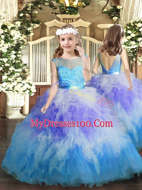 Cheap Lace and Ruffles Sweet 16 Dress Multi-color Backless Sleeveless Floor Length